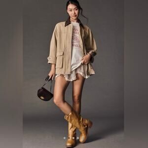 Pilcro Anthropologie Barn Jacket – XL – Tan w/ Faux Leather Collar